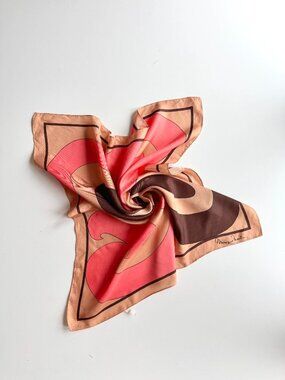 Vintage MONIQUE MARTIN Swirl Print Acetate Satin Twill 26" x 26" Square Scarf